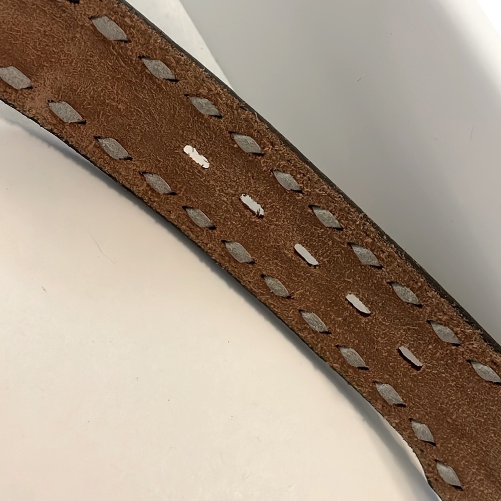 Vintage Tony Lama Rare Men's Western Belt Intricate Tooled Pattern Buckle - Picture 10 of 16